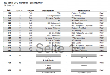 Spielplan Beach Spielplan Beach